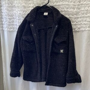 Hurley Black Plush Sherpa Snap-Front Jacket